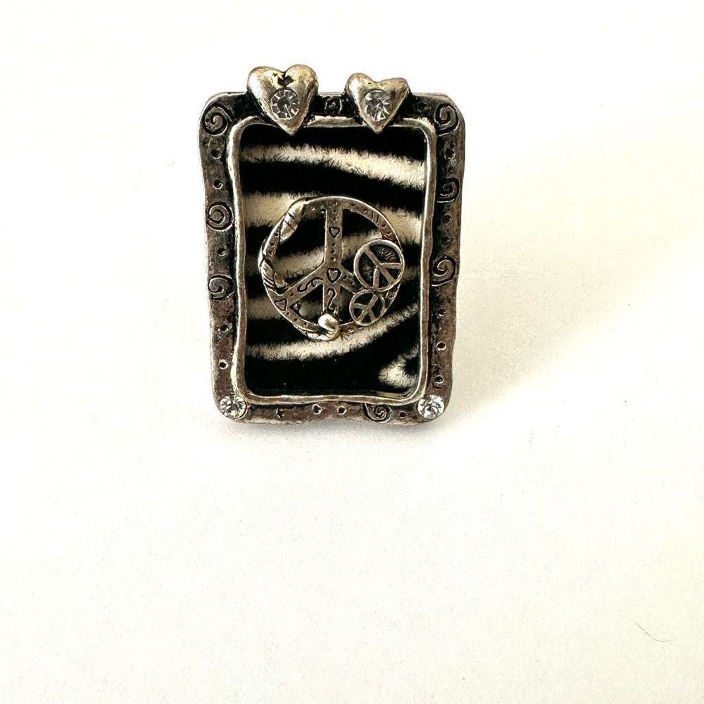 Silver Peace Sign Ring - Picture 7 of 9